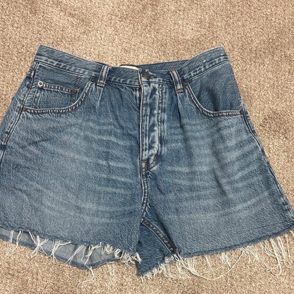 Madewell Faded Blue High-Rise Frayed Hem Jean Shorts